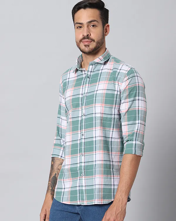 Green_Cotton_Checks_Slim_Fit_Full_Sleeve_Shirt_For_Men