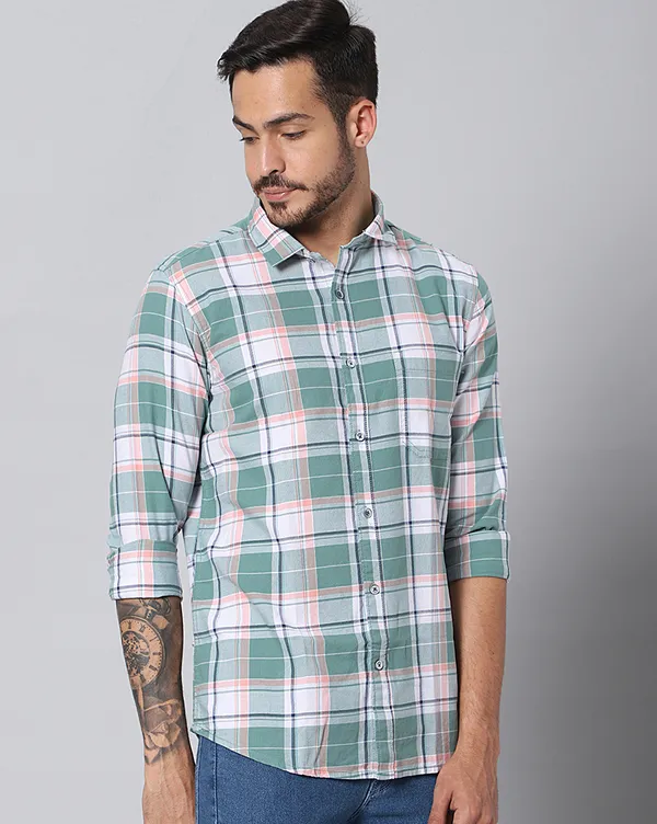 Green_Cotton_Checks_Slim_Fit_Full_Sleeve_Shirt_For_Men