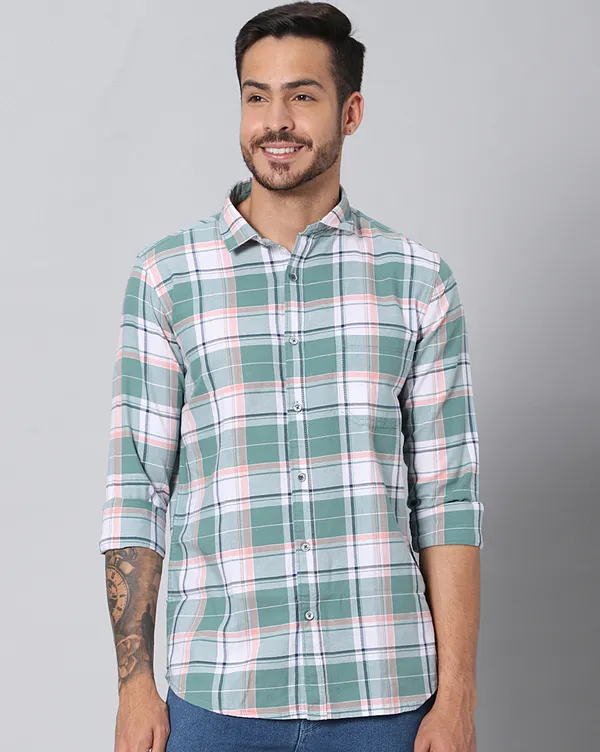 Green_Cotton_Checks_Slim_Fit_Full_Sleeve_Shirt_For_Men