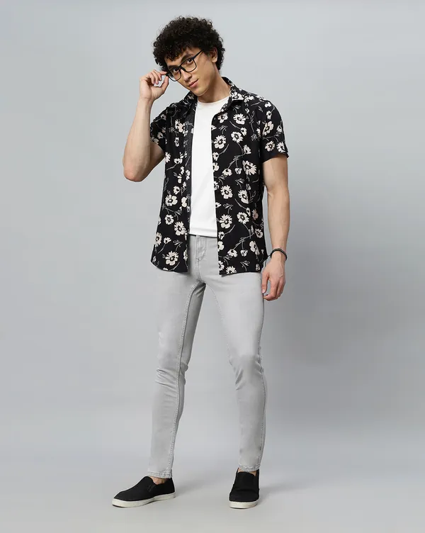 Black_Rayon_Floral_Regular_Fit_Half_Sleeve_Shirt_For_Men