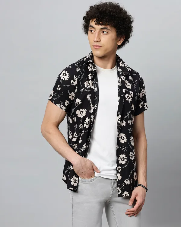 Black_Rayon_Floral_Regular_Fit_Half_Sleeve_Shirt_For_Men