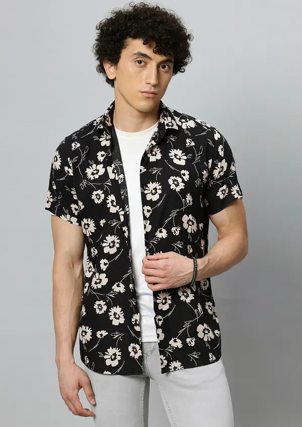 Black_Rayon_Floral_Regular_Fit_Half_Sleeve_Shirt_For_Men