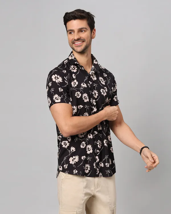 Black_Rayon_Floral_Regular_Fit_Half_Sleeve_Shirt_For_Men