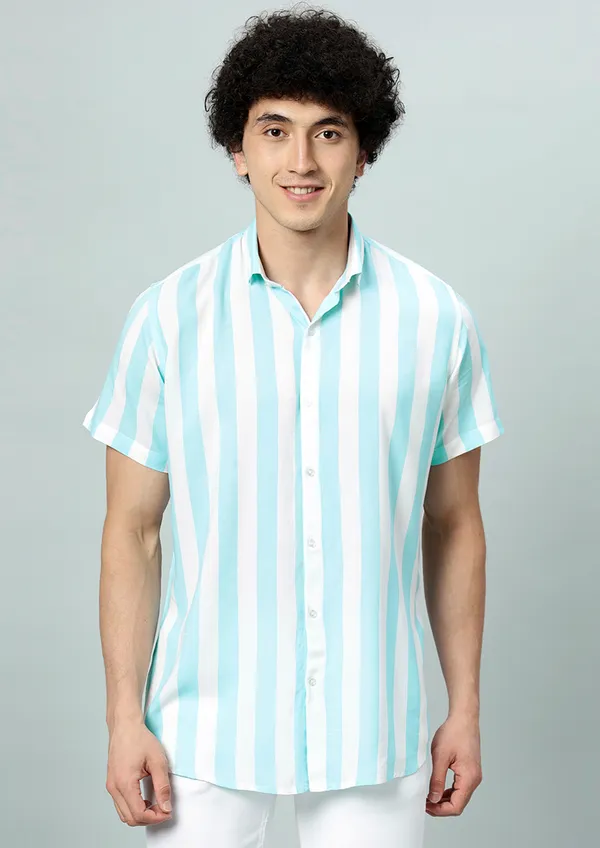 Turquoise_Rayon_Striped_Regular_Fit_Half_Sleeve_Shirt_For_Men