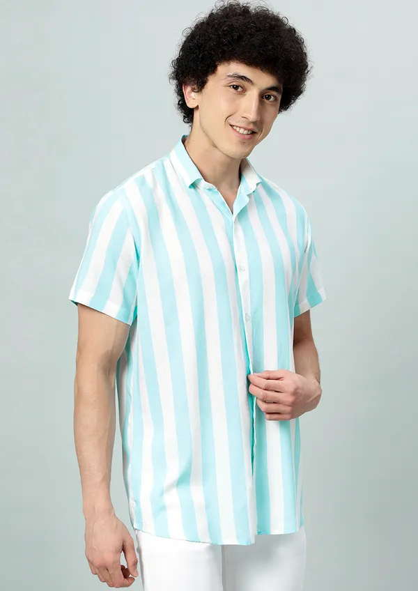 Turquoise_Rayon_Striped_Regular_Fit_Half_Sleeve_Shirt_For_Men