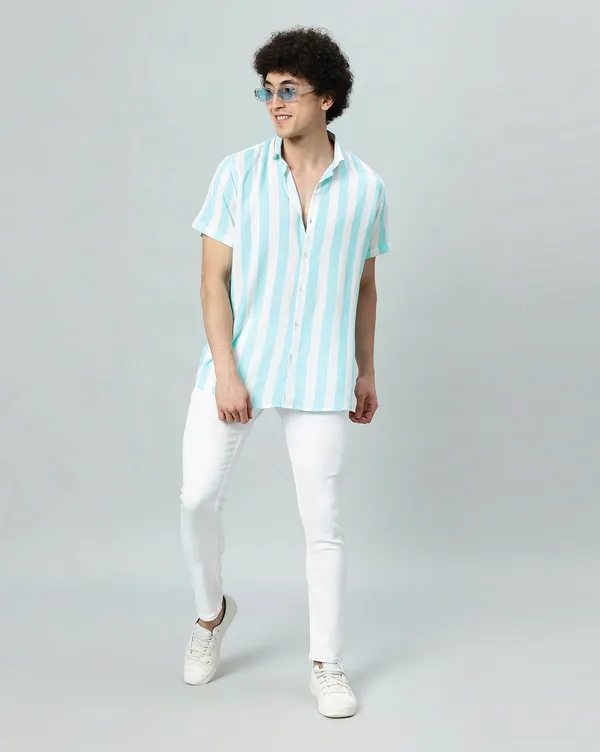Turquoise_Rayon_Striped_Regular_Fit_Half_Sleeve_Shirt_For_Men