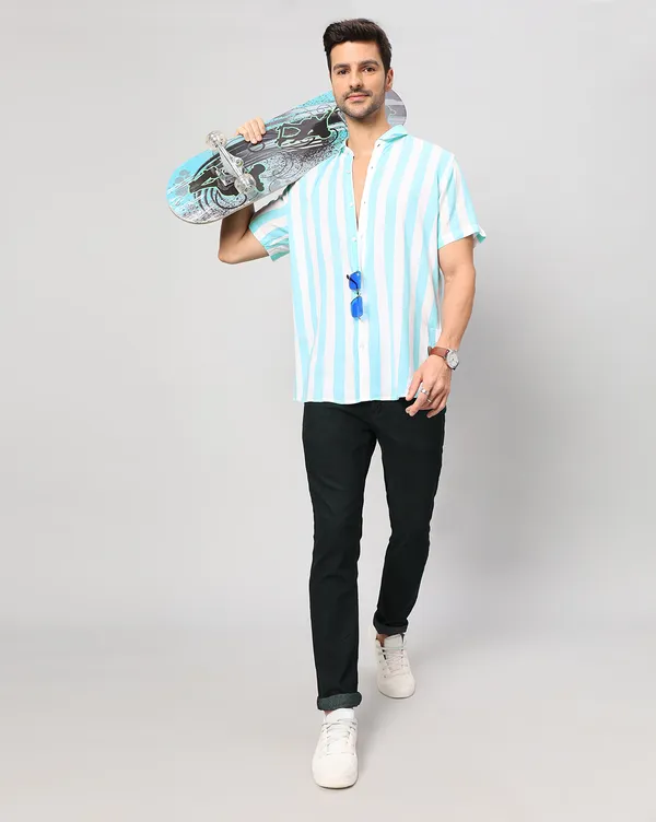 Turquoise_Rayon_Striped_Regular_Fit_Half_Sleeve_Shirt_For_Men