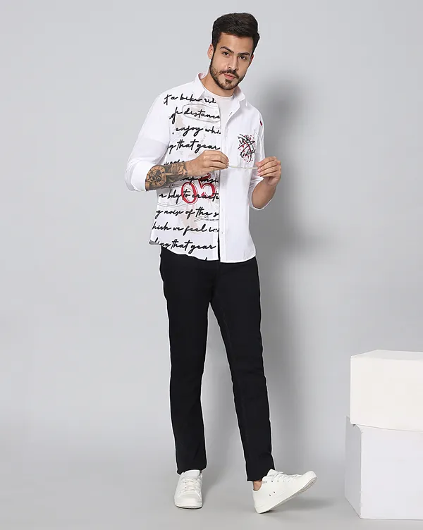 White_Cotton_Typographic_Slim_Fit_Full_Sleeve_Shirt_For_Men