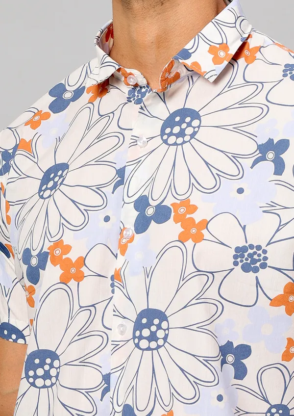 White_Rayon_Floral_Regular_Fit_Half_Sleeve_Shirt_For_Men