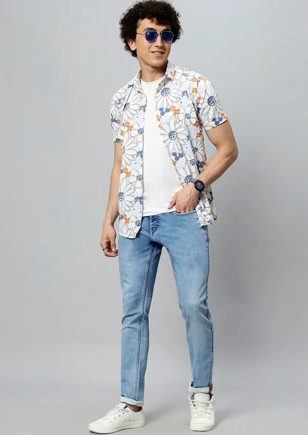 White_Rayon_Floral_Regular_Fit_Half_Sleeve_Shirt_For_Men