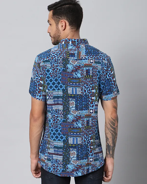 Blue_Rayon_Abstract_Slim_Fit_Half_Sleeve_Shirt_For_Men