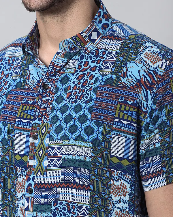 Blue_Rayon_Abstract_Slim_Fit_Half_Sleeve_Shirt_For_Men