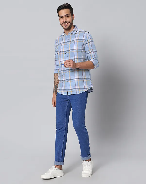 Blue_Cotton_Checks_Slim_Fit_Full_Sleeve_Shirt_For_Men