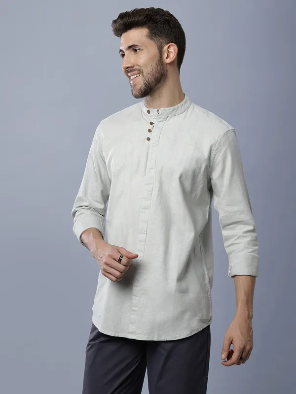 Mens_Solid_Linen_Blend_Mandarin_Collar_Regular_Fit_Full_Sleeves_Shirt