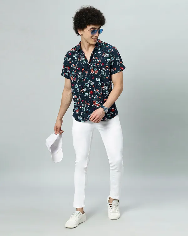 Teal_Rayon_Floral_Regular_Fit_Shirt_For_Men