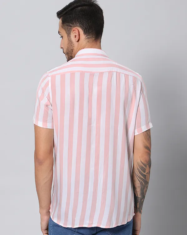 Pink_Rayon_Stripes_Slim_Fit_Half_Sleeve_Shirt_For_Men