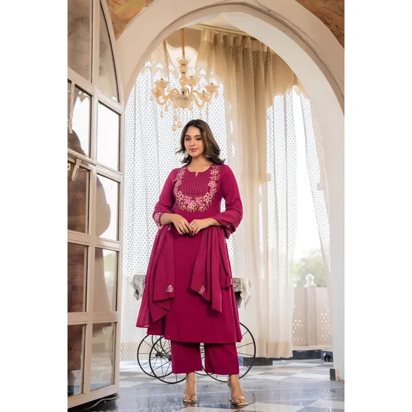 Magenta_Women_Embroidered_Kurta_Set_with_Dupatta