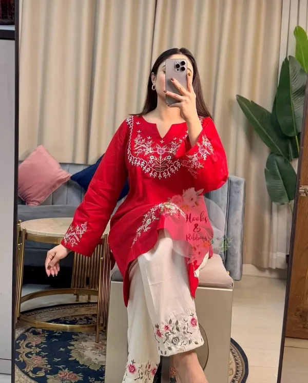 Cotton_Emdroider_Work_kurta_pant_set