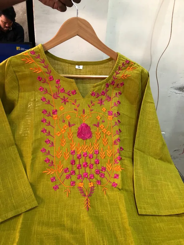 Mehndi_Cotton_Slub_Kurta_Pant_With_Dupatta_Set_For_Women