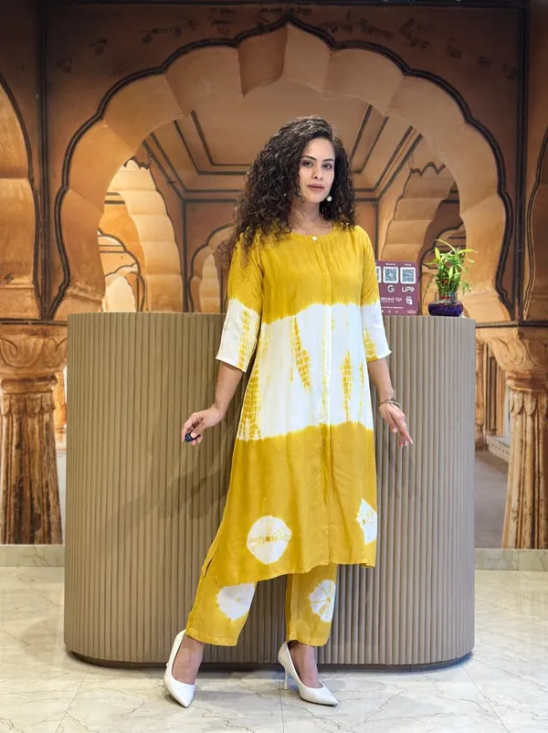 Yellow_Cotton_printed_kurta_pant_2pic_set