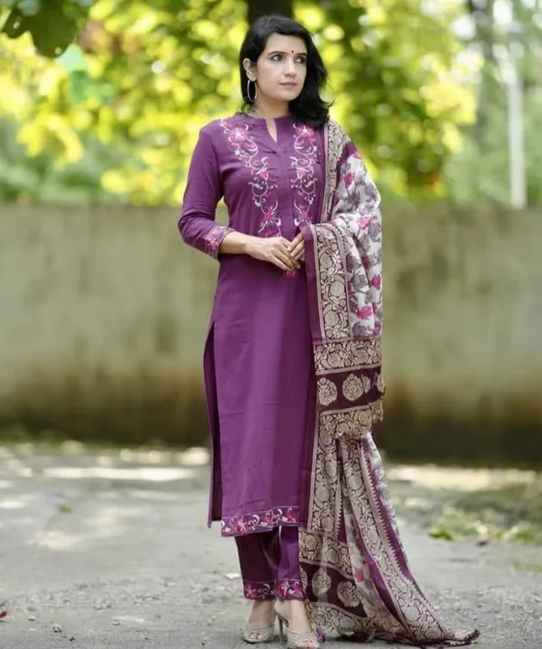 Cotton_slub_kurta_pant_with_Dupatta_set