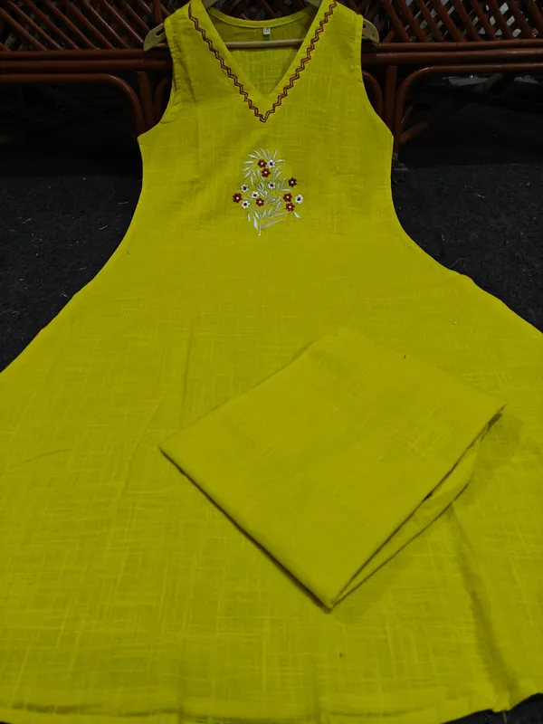 Fabric_Premium_Heavy_Slub_Cotton_Kurta_Palazzo_Set