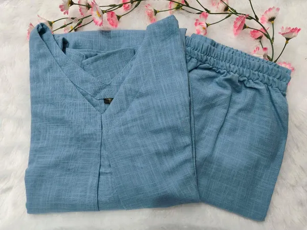 Light_blue_slub_Handloom_kurta_with_pant