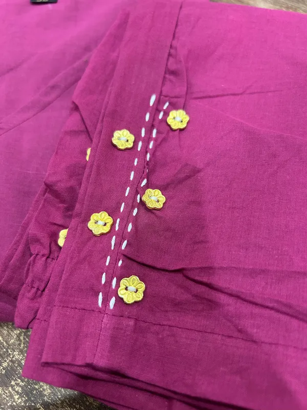 Wine_Cotton_Slub_Handloom_Kurta_With_Pant_Set
