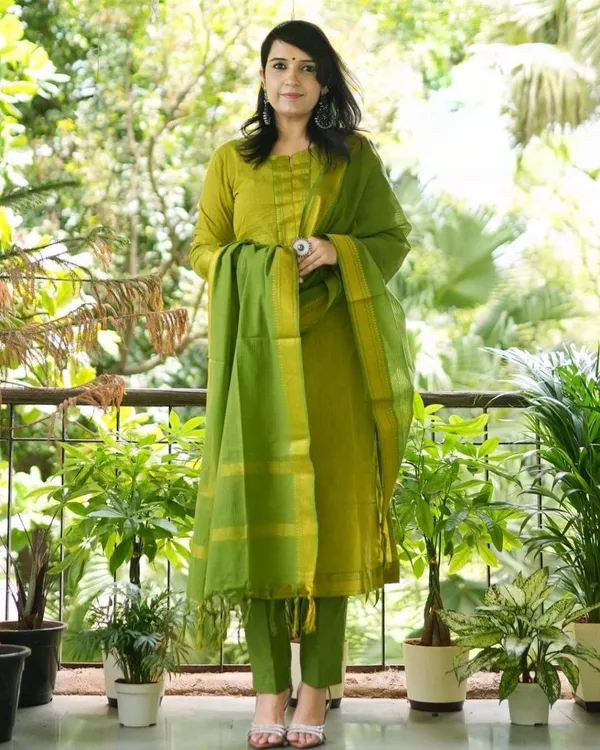 Handloom_South_Cotton_Kurta_Pant_And_Dupatta_Set_South_Cotton_Pants