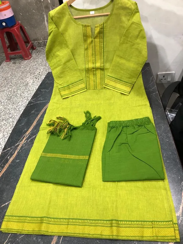 Handloom_South_Cotton_Kurta_Pant_And_Dupatta_Set_South_Cotton_Pants