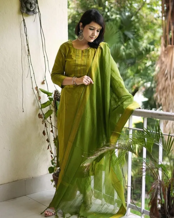 Handloom_South_Cotton_Kurta_Pant_And_Dupatta_Set_South_Cotton_Pants
