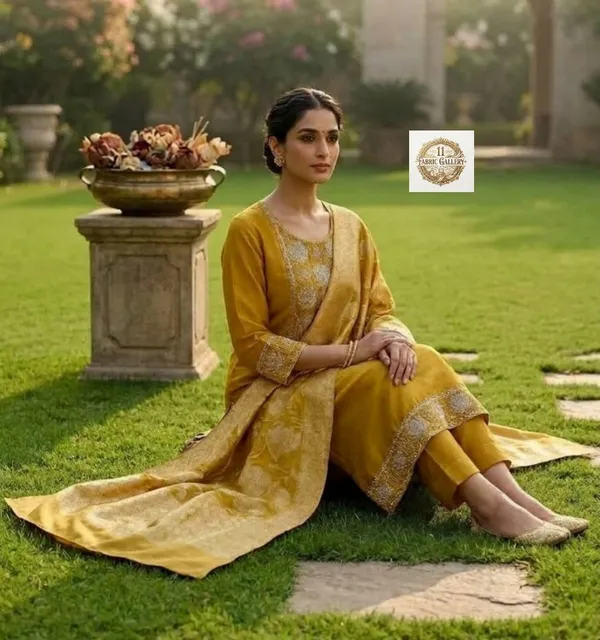 Yellow_Premium_Fancy_Silk_Suit_Set_For_Women