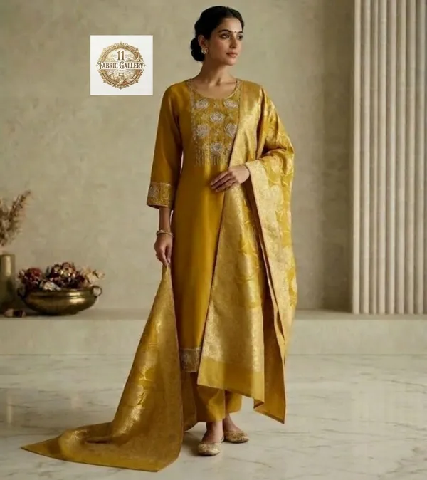 Yellow_Premium_Fancy_Silk_Suit_Set_For_Women