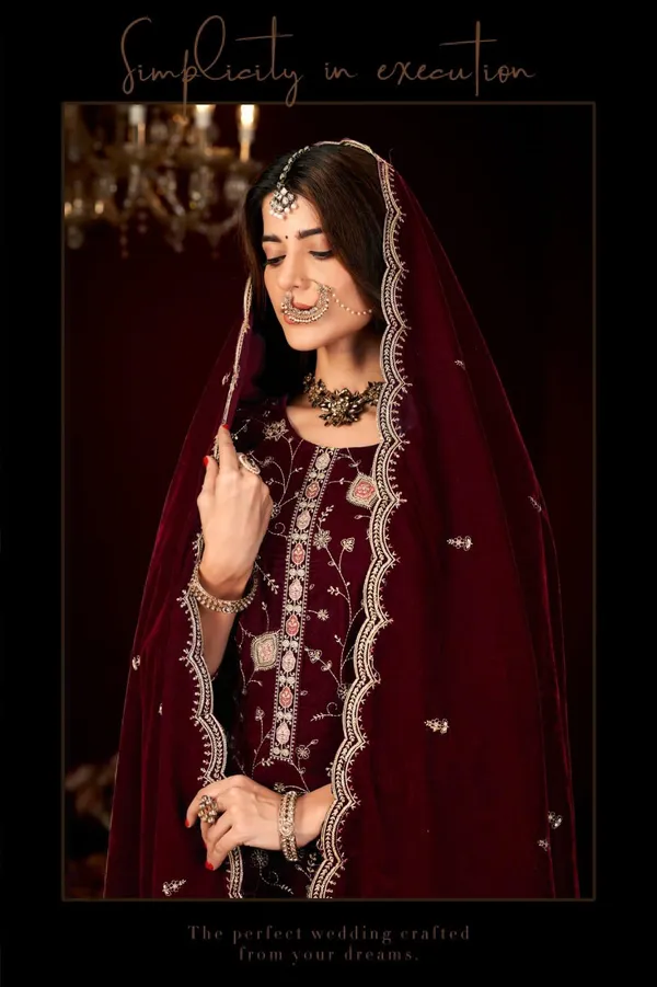 Maroon_Premium_Pure_Makhmal_Suit_Set_For_Women