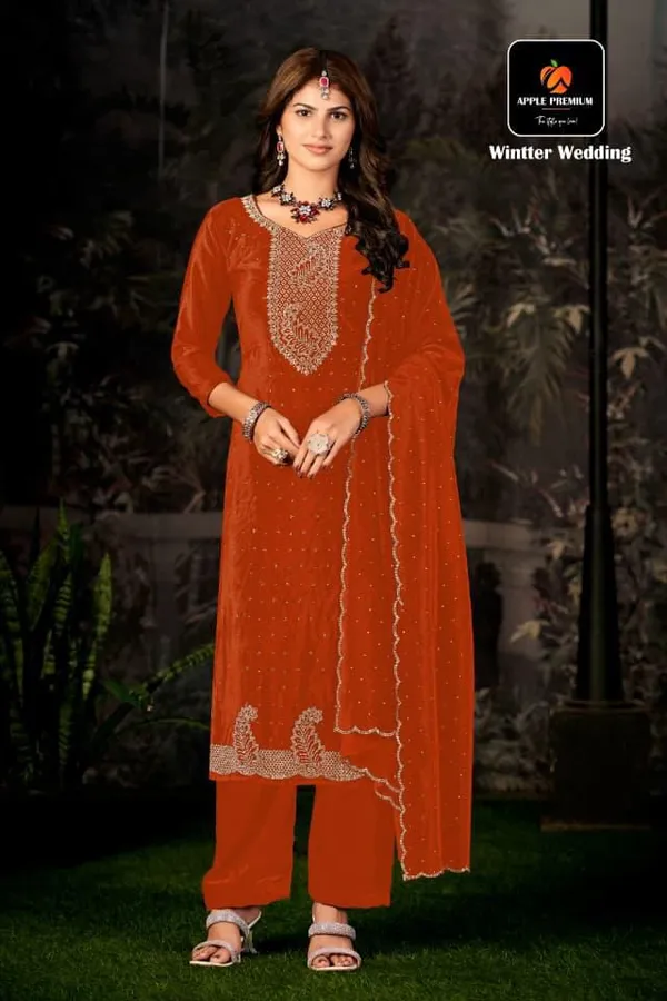 Orange_Premium_Pure_Makhmal_Suit_Set_For_Women