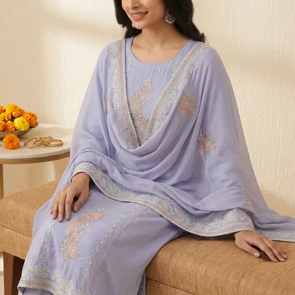 Lavender_Premium_Organza_Silk_Suit_Set_For_Women