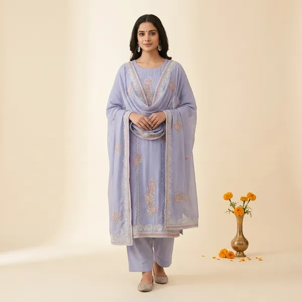 Lavender_Premium_Organza_Silk_Suit_Set_For_Women