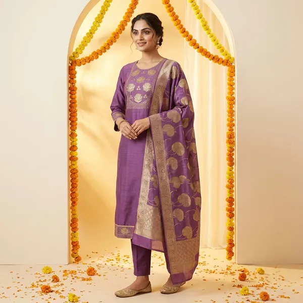 Purple_Premium_Fancy_Silk_Suit_Set_For_Women