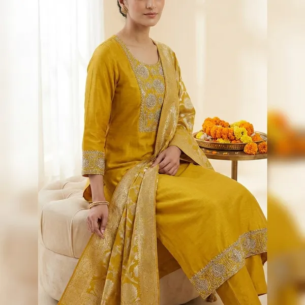 Yellow_Premium_Fancy_Silk_Suit_Set_For_Women