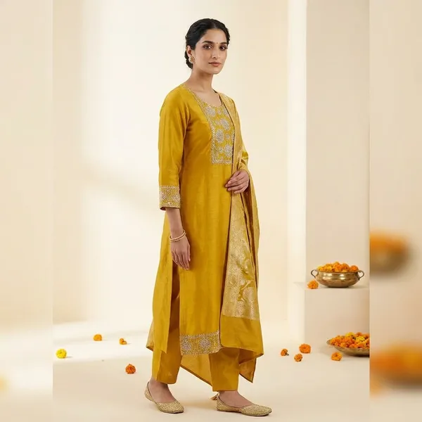 Yellow_Premium_Fancy_Silk_Suit_Set_For_Women