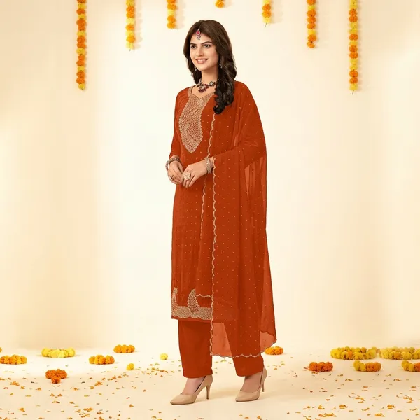 Orange_Premium_Pure_Makhmal_Suit_Set_For_Women