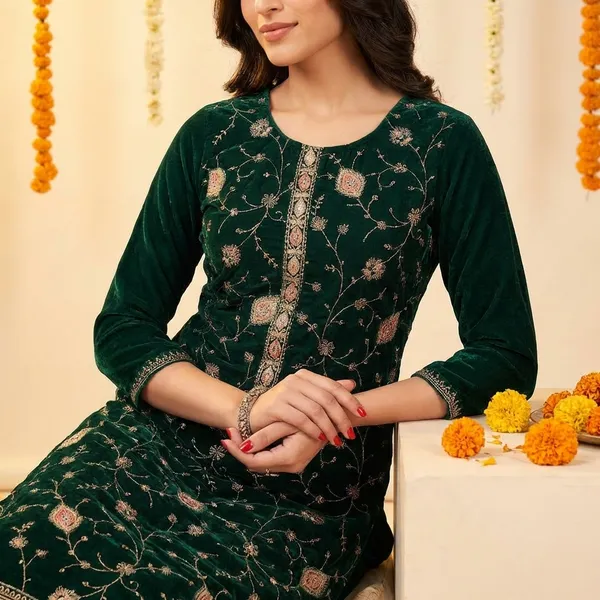 Green_Premium_Pure_Makhmal_Suit_Set_For_Women