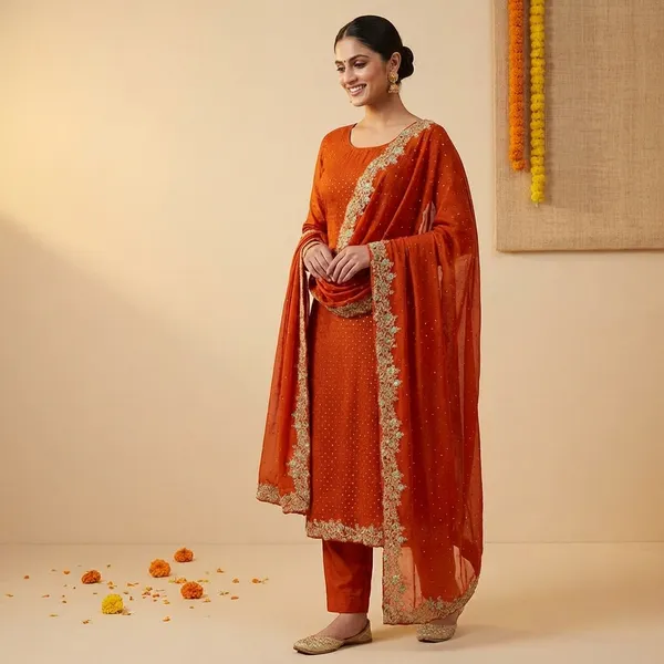 Orange_Premium_Vichiter_Silk_Suit_Set_For_Women