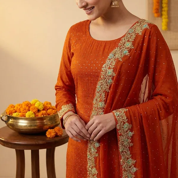 Orange_Premium_Vichiter_Silk_Suit_Set_For_Women
