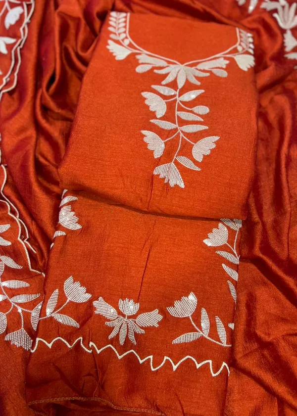 Orange_Premium_Silk_Suit_Set_For_Women