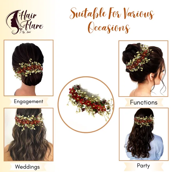 Maroon_Artificial_Floral_Hair_Vein_For_Women_&_Girls