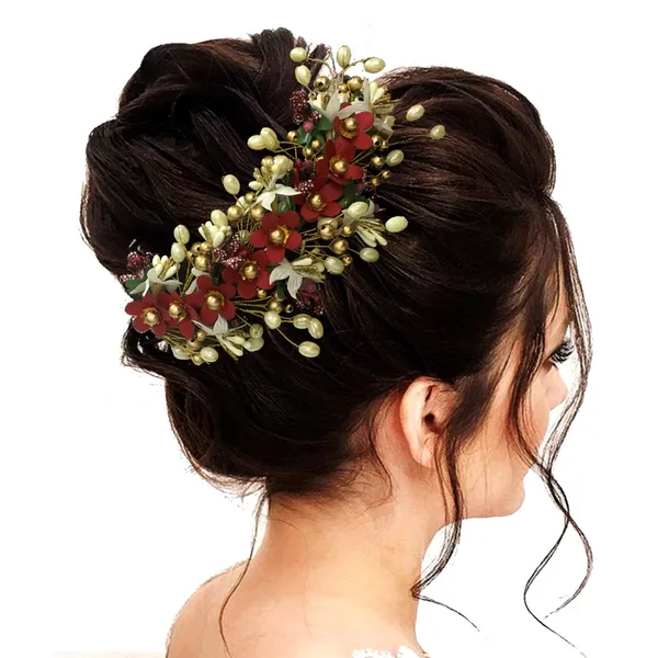 Maroon_Artificial_Floral_Hair_Vein_For_Women_&_Girls