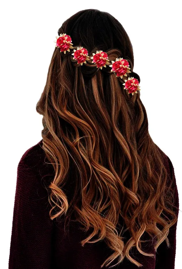 Dark_Pink_Artificial_Flowers_Hair_Accessories_For_Women