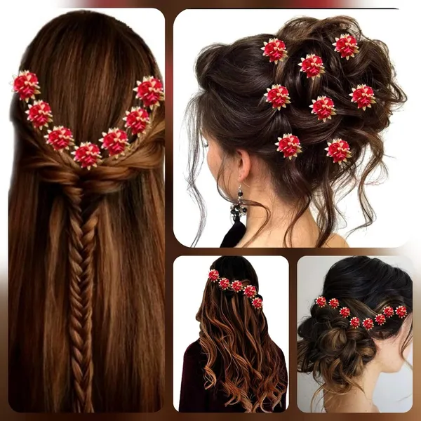 Dark_Pink_Artificial_Flowers_Hair_Accessories_For_Women