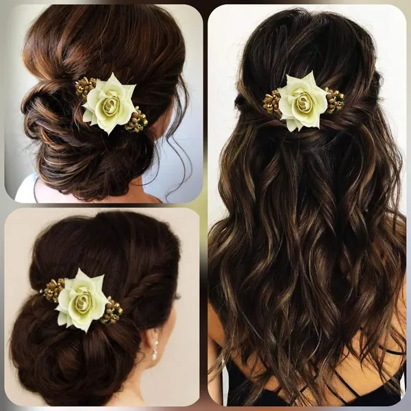 White_Artificial_Flowers_Hair_Accessories_For_Women